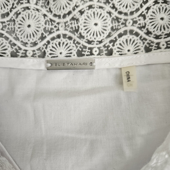 Elie Tahari White Lace Trim Boho Dress - Picture 3 of 10